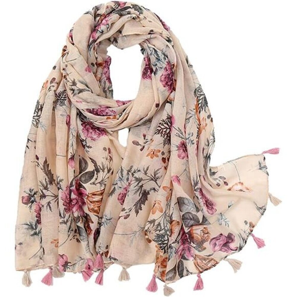 Floral Bohemian Scarf for Women Lightweight Floral Printed Scarf Festival